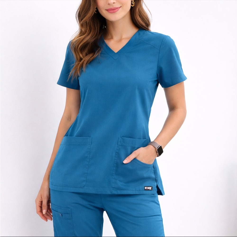 Grey’s Anatomy Women’s 2 Sets of Scrubs (2 Pants , 2 tops) Teal, Medium, Regular